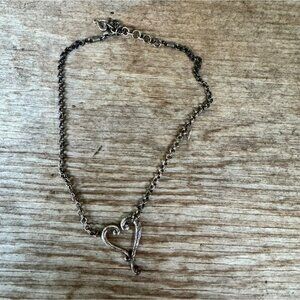 Brighton Necklace Adore Me Heart Silver Tone Large Scroll Pendant